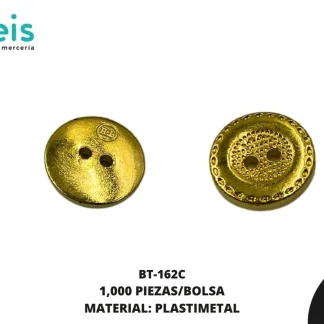 BOTON PLASTICO 2 HUECOS BT-162C 20L (12.5mm) 1,000 PZ/PQT DORADO AMARILLO