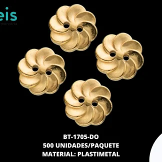 BOTON PLASTICO 2 HUECOS FLOR BT-1705-DO 20L (12.5mm) 500 PZ/PQT DORADO