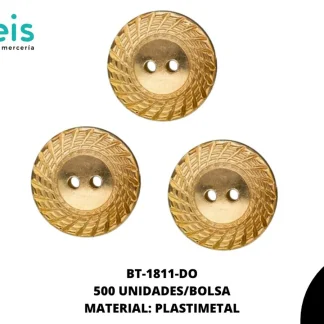 BOTON METALIZADO 2H 24L BT-1811 DORADO 500 U/PQT