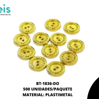 BOTON METALIZADO REF:A037-24L DORADO 500 U/PAQT
