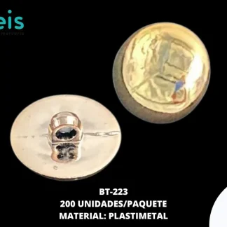 BOTON PLASTICO PATA DECORADO BT-223 34L (21.5mm) 200 PZ/PQT UV DORADO