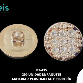 BOTON PIEDRA 28L 200PZ/BOLSA BT-435 UV DORADO