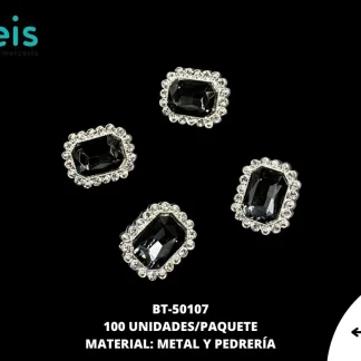 BOTON PLASTICO PATA DECORADOS PIEDRA BT-50107 1.5cmX2cm 100 PZ/PQT PLATA