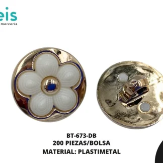 BOTON FINO FLOR BT-673-DB 28L (18mm) 200 PZ/PQT BLANCO