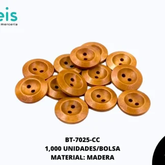 BOTON MADERA CASUELA BT-7025-CC 32L (20mm) 1,000 PZ/PQT CAFÉ CLARO