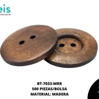 BOTON MADERA LLANTA 3 CM MARRON 2 HOYOS 500 U/BOLSA