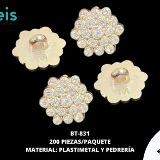 BOTON PLASTICO PATA DECORADOS PENTAGONO BT-831 1.8cmX1.5cm 200 PZ/PQT DORADO