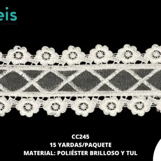 GUIPIUR POLIESTER PLANO CC245 BLANCO 6.5 CM 15 YARDAS/PAQUETE