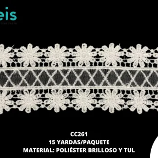 GUIPIUR POLIESTER PLANO CC261 BLANCO 6.5 CM 15 YARDAS/PAQUETE