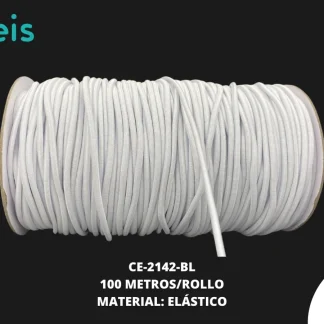 CINTA COLA RATA ELASTICA2.5MM 100 MTS/R CE-2142 BLANCO 001