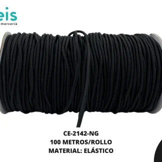 CINTA COLA RATA ELASTICA2.5MM 100 MTS/R CE-2142 NEGRO 002