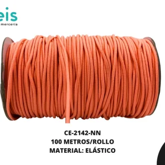 CINTA COLA RATA ELASTICA2.5MM 100 MTS/R CE-2142 NARANJA NEON 064