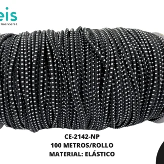 CINTA COLA RATA ELASTICA2.5MM 100 MTS/R CE-2142 NEGRO PUNTOS 003