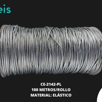 CINTA COLA RATA ELASTICA2.5MM 100 MTS/R CE-2142 PLATA 167