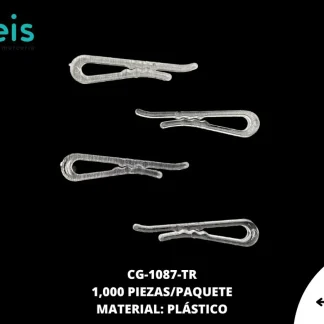ACCESORIOS PLASTICO CLIP PARA GANCHO CG-1087-TR 4cmX9mm 1,000 PZ/PQT TRANSPARENTE