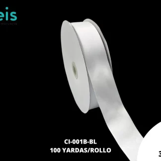CINTAS LISTON SATIN DOBLE CARA 1 1/2" (38mm) 029 WHITE BLANCO CALIDAD B