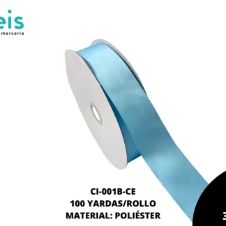CINTAS LISTON SATIN DOBLE CARA 1 1/2" (38mm) 311 BLUE MIST CELESTE CALIDAD B
