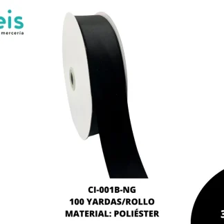 CINTAS LISTON SATIN DOBLE CARA 1 1/2" (38mm) 030 BLACK NEGRO CALIDAD B