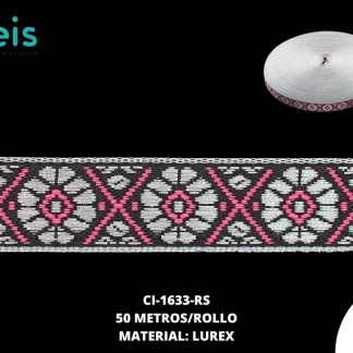 GALON LUREX PLATA 1.5 CM REF: GAR-100 ROSADO 50 METROS/ROLLO