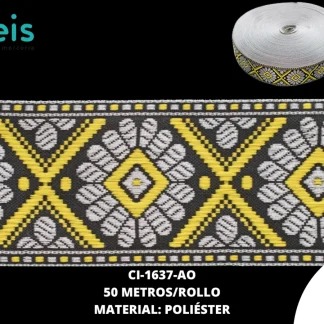 GALON LUREX PLATA 4.2 CM REF: GAR-100 AMARILLO 50 METROS/ROLLO