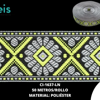 GALON LUREX PLATA 4.2 CM REF: GAR-100 VERDE NEON 50 METROS/ROLLO