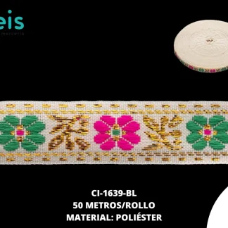 GALON LUREX DORADO 1.5 CM REF: GAF-200 BLANCO 50 METROS/ROLLO