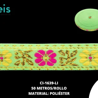 GALON LUREX DORADO 1.5 CM REF: GAF-200 VERDE LIMON 50 METROS/ROLLO