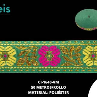 GALON LUREX DORADO 2.3 CM REF: GAF-200 VERDE MILITAR 50 METROS/ROLLO