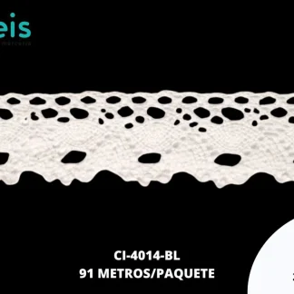 GUIPIUR BOLILLO ALGODON PLANO CI-4014-BL BLANCO 2.7 CM 45 METROS / PAQUETE