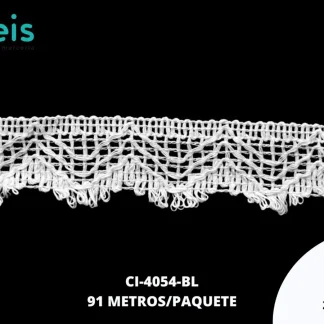 GUIPIUR BOLILLO ALGODON PLANO CI-4054-BL BLANCO 2.7 CM 45 METROS / PAQUETE