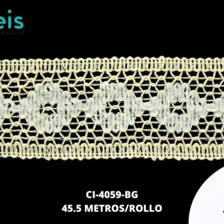 GUIPIUR BOLILLO ALGODON PLANO CI-4059-BG BEIGE 4.7 CM 45 METROS / PAQUETE
