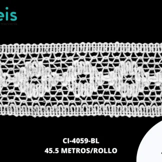 GUIPIUR BOLILLO ALGODON PLANO CI-4059-BL BLANCO 4.7 CM 45 METROS / PAQUETE