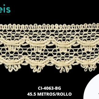 GUIPIUR BOLILLO ALGODON PLANO CI-4063-BG BEIGE 4.5 CM 45.5 METROS / PAQUETE
