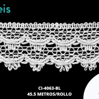 GUIPIUR BOLILLO ALGODON PLANO CI-4063-BL BLANCO 4.5 CM 45 METROS / PAQUETE