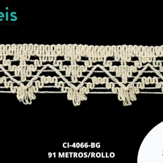 GUIPIUR BOLILLO ALGODON PLANO CI-4066-BG BEIGE 3.8 CM 91 METROS / PAQUETE