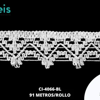 GUIPIUR BOLILLO ALGODON PLANO CI-4066-BL BLANCO 3.8 CM 45 METROS / PAQUETE