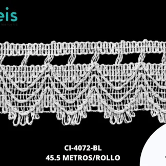 GUIPIUR BOLILLO ALGODON PLANO CI-4072-BL BLANCO 4.7 CM 45 METROS / PAQUETE