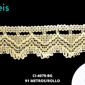 GUIPIUR BOLILLO ALGODON PLANO CI-4079-BG BEIGE 3.5 CM 91 METROS / PAQUETE