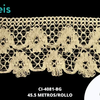 GUIPIUR BOLILLO ALGODON PLANO CI-4081-BG BEIGE 8 CM 45.5 METROS / PAQUETE