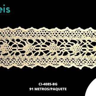 GUIPIUR BOLILLO ALGODON PLANO CI-4085-BG BEIGE 4.4 CM 91 METROS / PAQUETE