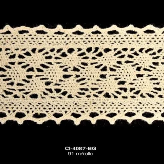 GUIPIUR BOLILLO ALGODON PLANO CI-4087-BG BEIGE 5 CM 91 METROS / PAQUETE