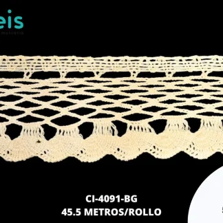 GUIPIUR BOLILLO ALGODON PLANO CI-4091-BG BEIGE 5.3 CM 45.5 METROS / PAQUETE