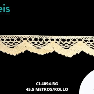 GUIPIUR BOLILLO ALGODON PLANO CI-4094-BG BEIGE 2 CM 45.5 METROS / PAQUETE