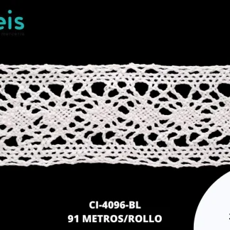 GUIPIUR BOLILLO ALGODON PLANO CI-4096-BL BLANCO 3.8 CM 45 METROS / PAQUETE