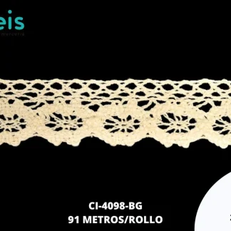 GUIPIUR BOLILLO ALGODON PLANO CI-4098-BG BEIGE 2.5 CM 91 METROS / PAQUETE