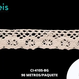 GUIPIUR BOLILLO ALGODON PLANO CI-4105-BG BEIGE 2.5 CM 90 METROS /PAQUETE