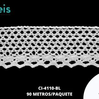 GUIPIUR BOLILLO ALGODON PLANO CI-4110-BL BLANCO 4.5 CM 45 METROS / PAQUETE