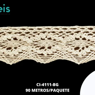 GUIPIUR BOLILLO ALGODON PLANO CI-4111-BG BEIGE 5 CM 90 METROS /PAQUETE