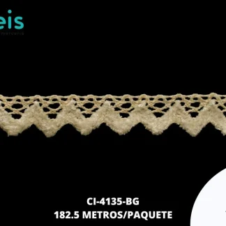 GUIPIUR BOLILLO ALGODON PLANO CI-4135-BG BEIGE 1.5 CM 90 METROS /PAQUETE