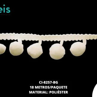 MILLARE POMPOM 30MM REF: 1.5 cm BEIGE 18 METROS PAQUETE